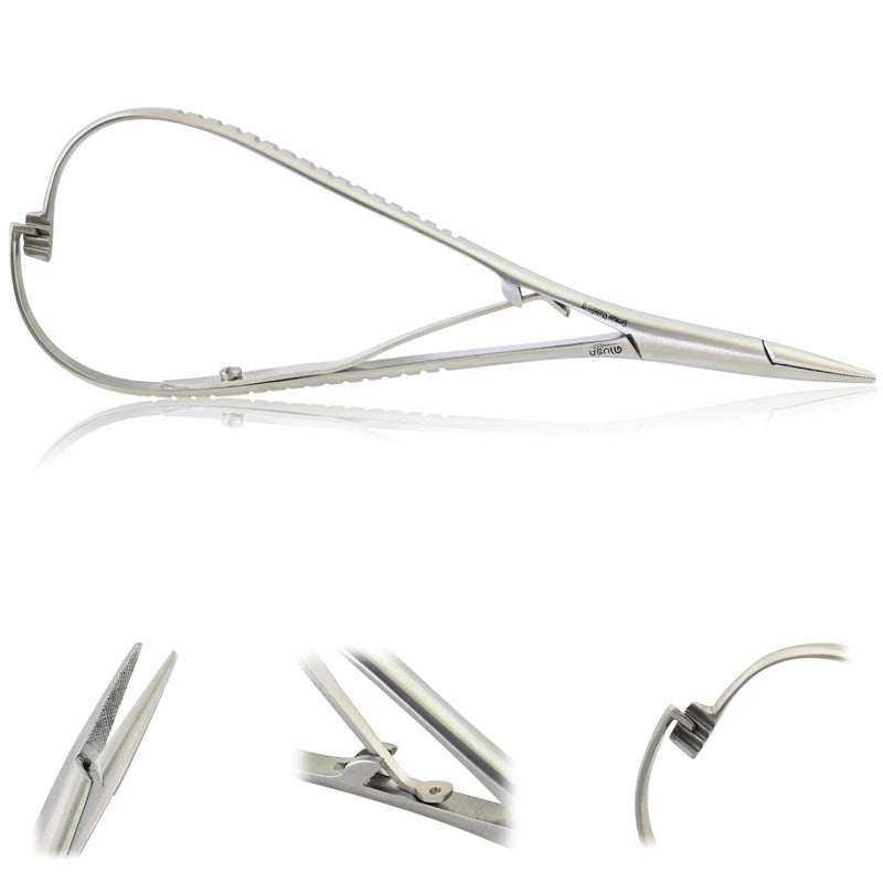 [Australia - AusPower] - Mathieu Ligature Elastic Placing Plier 5.5" Needle Holder Driver Ligature Separator Placer, Lace Back Tightener Elastomeric Orthodontic Instruments Stainless Steel Dental Surgical Instruments 