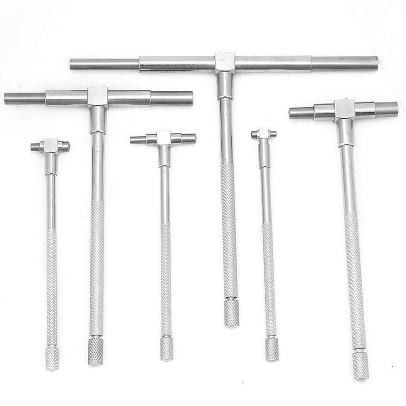 [Australia - AusPower] - Telescopic Set, 6Pcs Tool Steel 8-150mm Measuring Range Adjustable Inner Diameter Telescopic T Bore Hole Gauges with Pouch Micrometer Measuring Tools, 0.1 Accuracy 