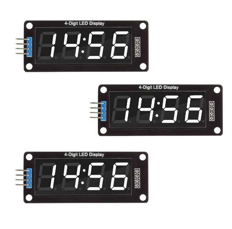 [Australia - AusPower] - Four Digit 0.56" Digital Display LED Seven Segments Double Dots Module Inbuilt TM1637 Serial Driver Board (White color - 3 pcs) 0.56 INCH WHITE 