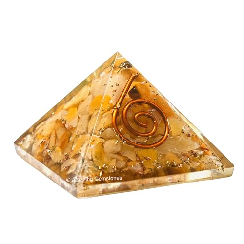 Yellow Aventurine Orgone Pyramid - 30mm Small Orgonite Pyramids with Crystals and Healing Stones - Authentic Organite Gifts Yellow Aventurine Orgonite Pyramid - 30mm