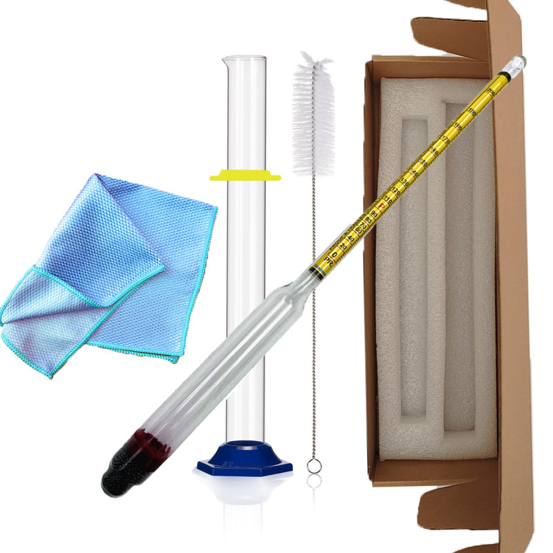 [Australia - AusPower] - Alcohol Hydrometer Meter Test Kit 0-200 Proof & Tralle,with Glass Test Jar,Accurate Tester & Glass Cylinder for Proofing Distilled Spirits & Moonshine Alcoholmeter Testing Set,HDRELEODY 
