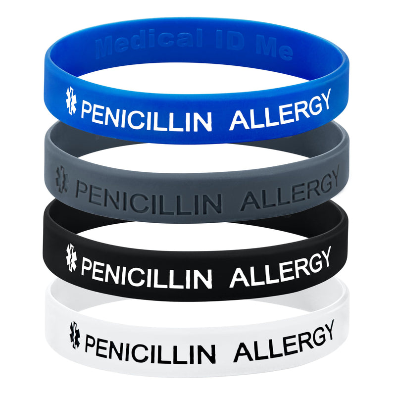 4 x Penicillin Medical Alert Wristbands - 4 Colours Medium 18cm