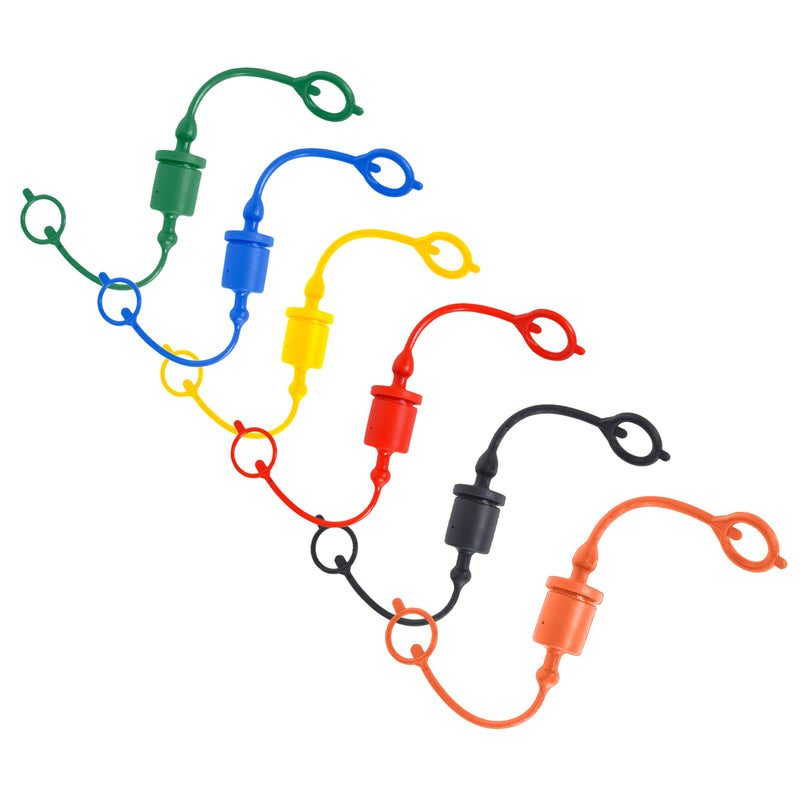[Australia - AusPower] - (6 Set) 1/2 ISO A Tractor Hydraulic Hose Caps and Plugs Couplers Male Dust Cap and Female Plug Cover, Quick Disconnects Port Plug Fitting with Retention Ring Keeps Cap Attached to Hose (6 Colors) 