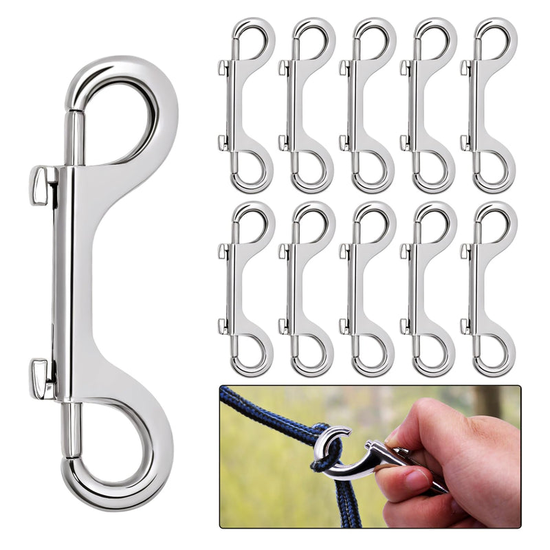 10PCS 2.6Inch Double Ended Bolt Snaps Hook Heavy Duty Zinc Alloy Snap Hook Chain Clips Double Ended Trigger Snaps for Key Chain Bird Cage (10, 2.6 Inch) 10