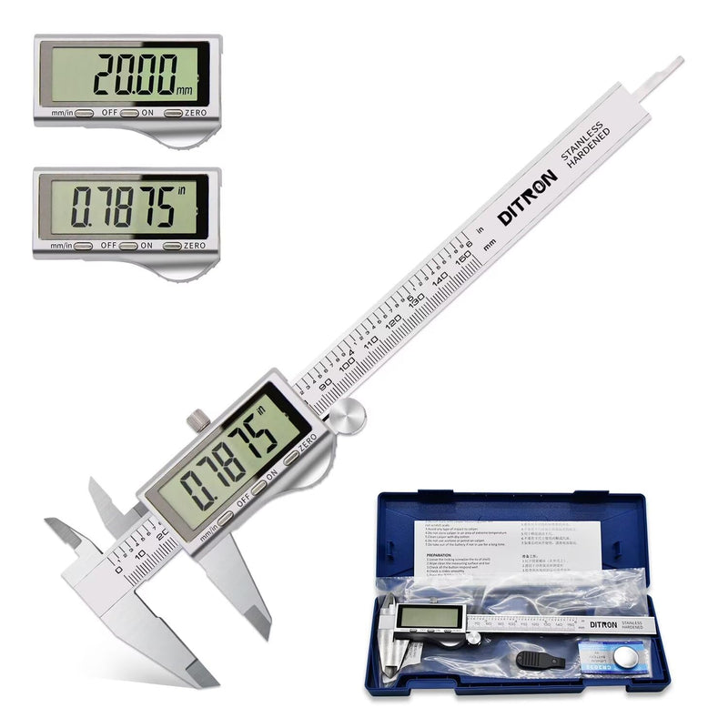 [Australia - AusPower] - Digital Caliper, Vernier Calipers Measuring Tool, Stainless Steel Electronic Digital Calipers with Large LCD Screen, 6 inch/ 150mm, Auto - Off, Inch/mm Conversion 