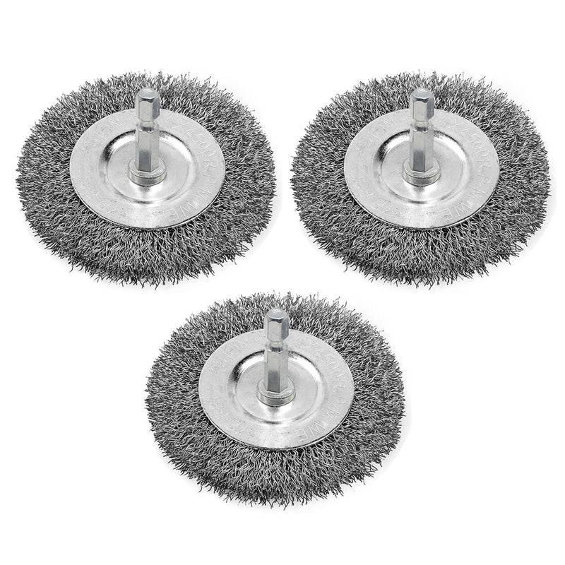 [Australia - AusPower] - Wire Brush for Drill, 3pcs 4 Inch Wire Wheel Brush Cup Set, 0.012 Inch Coarse Carbon Steel Crimped Wire Wheel Brush with 1/4-Inch Hex Shank for Rust Removal, Clean Paint ,Corrosion 3 100mm 