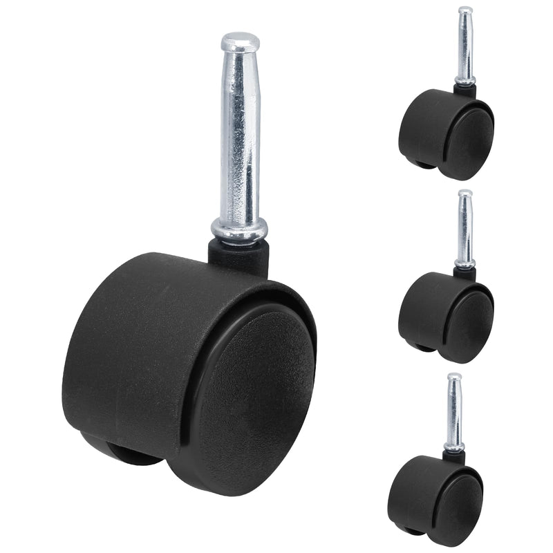 [Australia - AusPower] - 4pcs 1.5 Inch Swivel Caster Wheels, M8 Grip Neck Stem Caster Wheels, Heavy Duty Casters, Black Nylon Wheels Replacement for Furniture, Table, Cabinet, Shelf 1.5 Inch-M8 Grip Neck Stem 