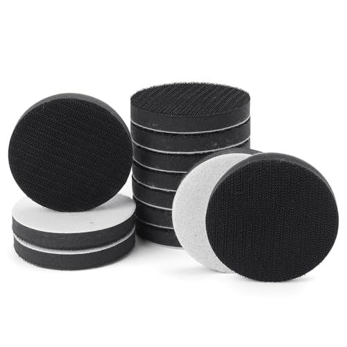 POLIWELL 3-inch 75mm foam buffing interface pads, 12-pack hook and loop discs