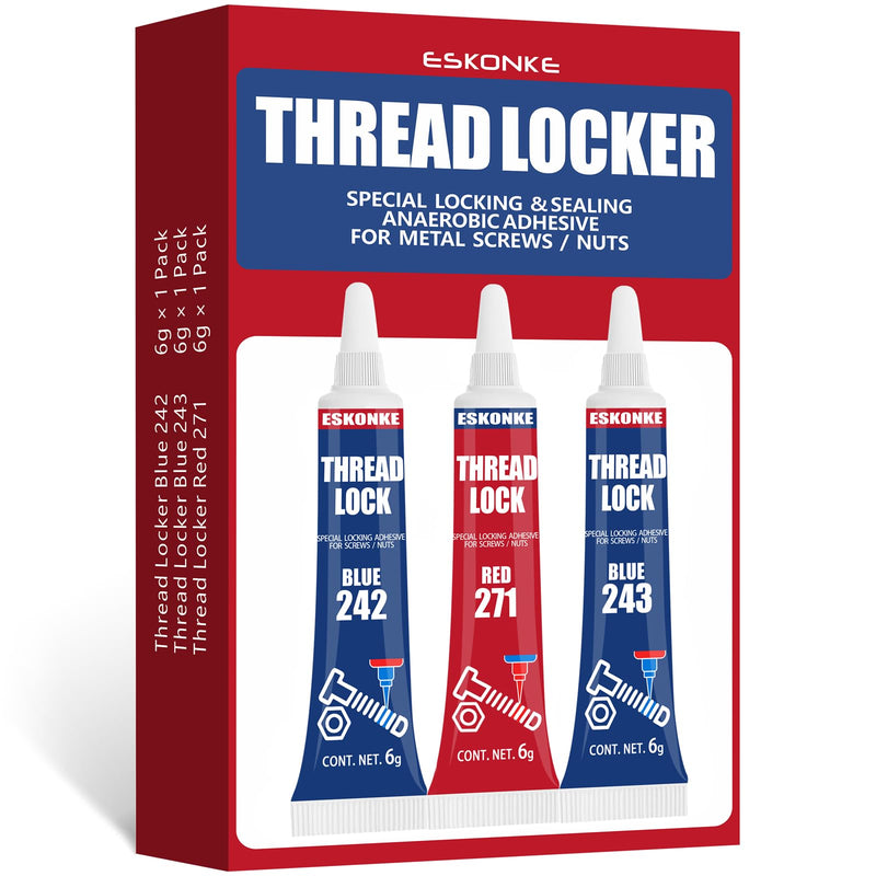 [Australia - AusPower] - 3 Pack Thread Locker Blue 242 243 and Red Threadlocker 271, Nuts & Bolts Locker Lock Tight & Seal Fasteners Thread Locking Compound Anaerobic Curing Metal Glue(242/243/271) 242/243/271 