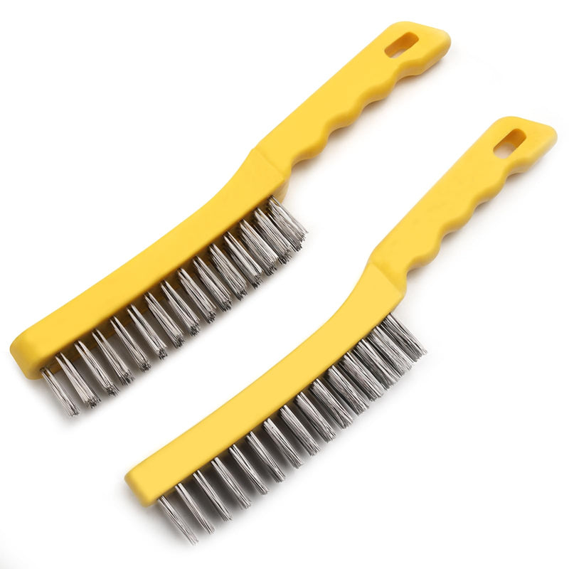 [Australia - AusPower] - 2 Pcs Stainless Steel Wire Brush, Wire Brushes for Cleaning Rust Heavy Duty Rust Remover for Metal Welding Wire Brush with Curved Handles 11 Inch for Rust Removal, Deburring by Chillnhangby 2 pcs wire brush 