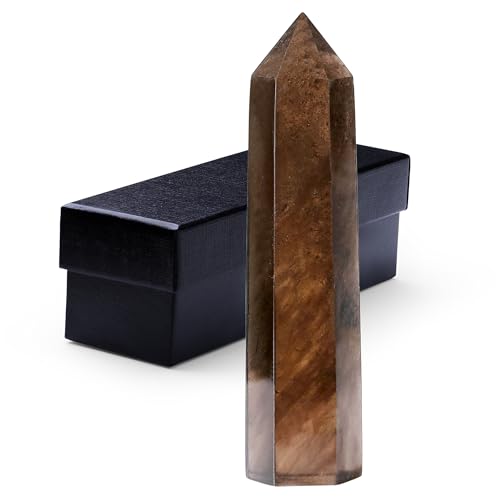 ZHIYUXI 3.7-4" Smoky Quartz Crystal Wand Hexagonal Pointed N # Smoky Quartz