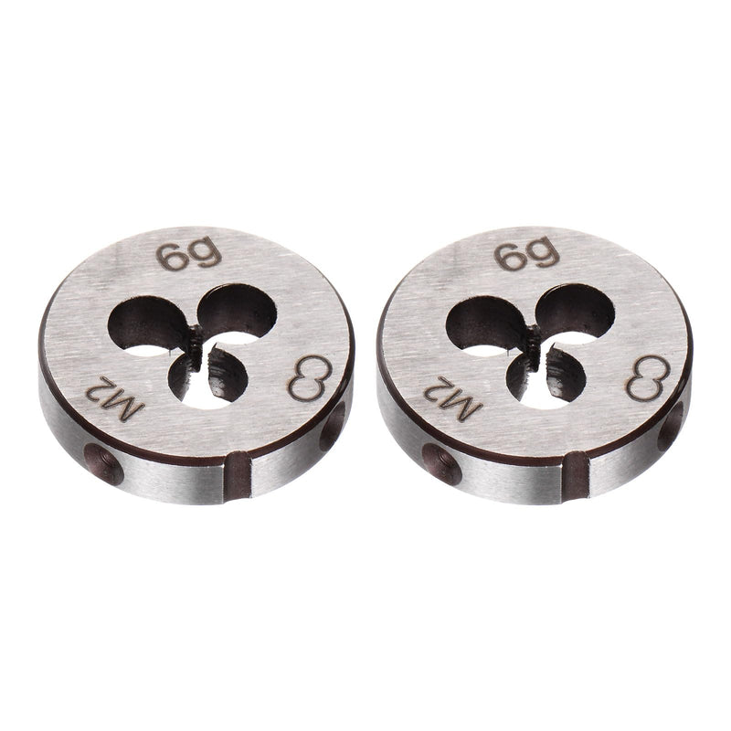 QUARKZMAN 2 Pieces Round Die Metric M2 x 0.4 Thread (Left Thread) Alloy Tool Steel Die Repair Tool