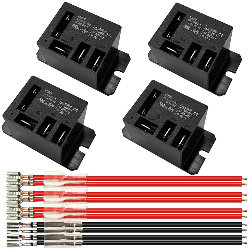 [Australia - AusPower] - 4Pcs Miniature Power Relay 30A, AC120V Coil, SPDT(1NO 1NC) Mini 120 Volt Relays with Quick Connect Wires NT90 AC120V-4Pcs AC120V x 4 