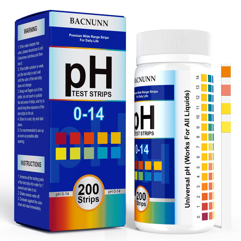 [Australia - AusPower] - pH Test Strips 0-14: 200 Strips Universal Litmus Paper pH Test Strips for Urine & Saliva Testing & Water & Food and Alkaline & Acid Levels, Get Highly Accurate Results in Seconds 
