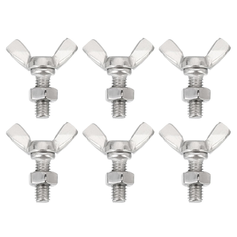 [Australia - AusPower] - uxcell 6pcs M6-1x16mm Wing Butterfly Screws Bolts with 6pcs Nuts, 304 Stainless Steel Wing Bolt Thumb Hand Screws Butterfly Screws M6x16mm 6 