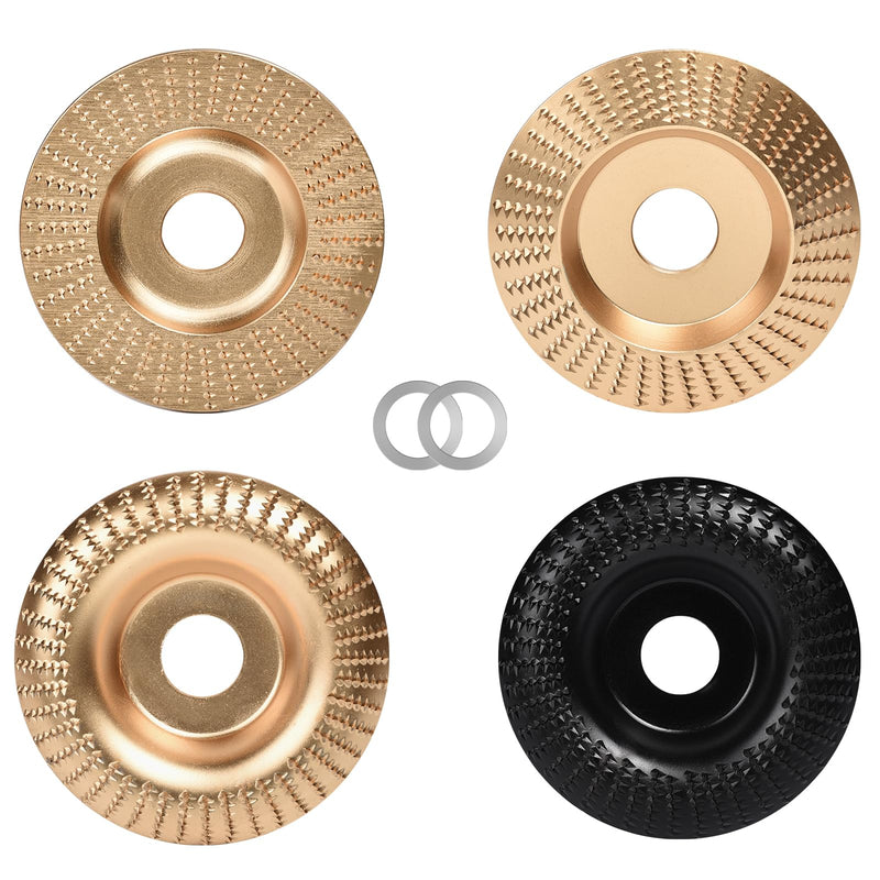Set of 4 Wooden Grinding Discs Rasp Disc Set for Angle Grinders | Wood Carving Disc Wood Carbide Woodworking Tool Angle Grinder for Shaping, Sanding and Cutting 100/22 mm Set B