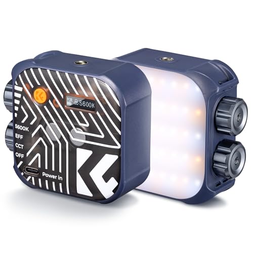 K&F CONCEPT Bi-Color LED Video Light, 2000mAh, 2500K-9900K, CRI 96+, Blue