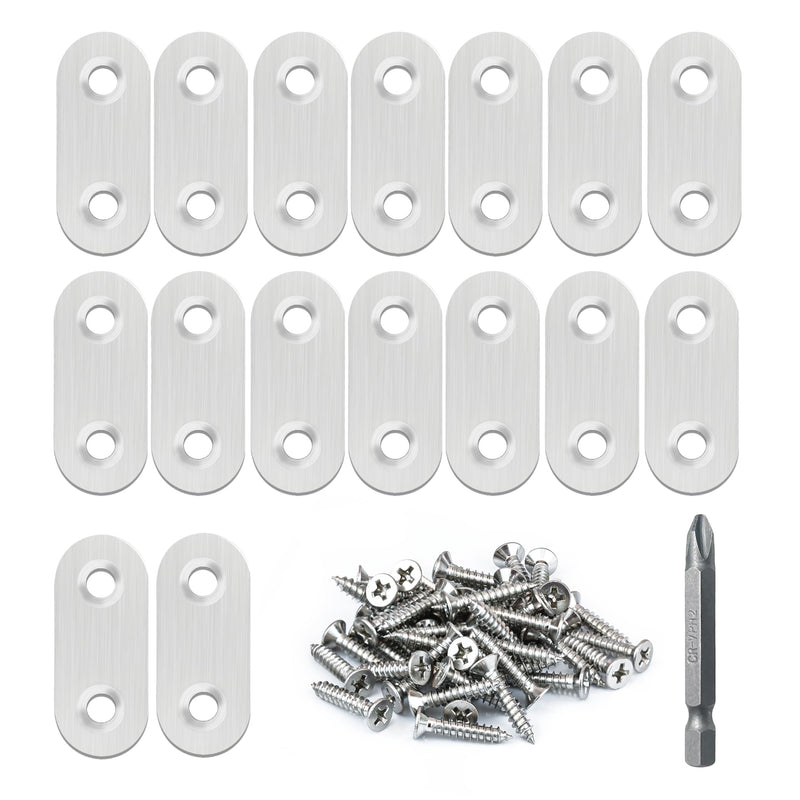 [Australia - AusPower] - 16 Pack Flat Plate Straight Brackets 40MM Stainless Steel Flat Metal Braces,Repair Bracket with Screws (40 mm / 16 Pcs) 40 mm / 16 Pcs 