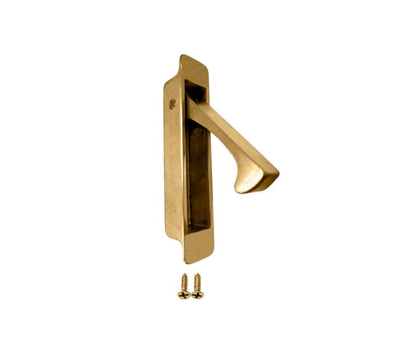 [Australia - AusPower] - QCAA Forged Solid Brass Edge Pull, Sliding Pocket Door Pull Handle, Polish Brass, 1 Pack, Made in Taiwan Polished Brass 