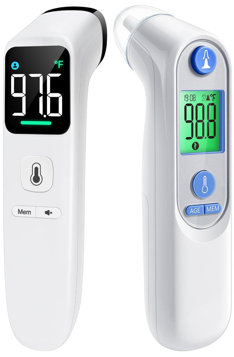 [Australia - AusPower] - Forehead Thermometer & Ear Thermometer for Adults and Kids - LED White & LCD White 