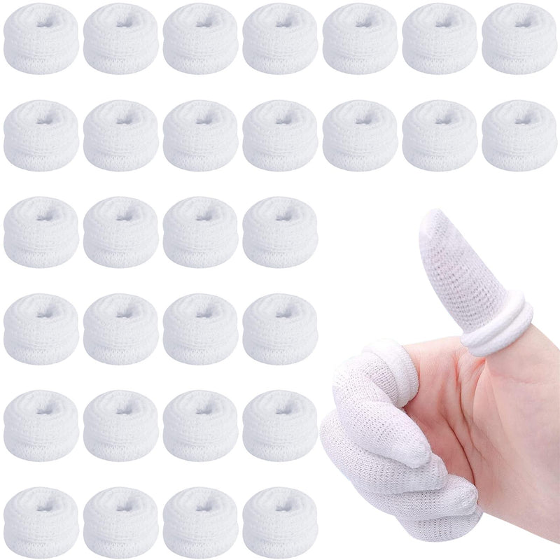 [Australia - AusPower] - Finger Bandages 30pcs Bobs Thumb Bandage Finger Bandage Tubular White Cotton Finger Cots Finger Stall for Work Kitchen Finger Protection 