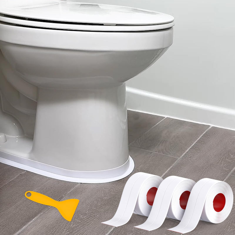 [Australia - AusPower] - Caulk Tape, Caulking Tape Sealant Strip, 3 Rolls White Caulk Tape Waterproof Self Adhesive, Bathroom Shower Bathtub Toilet Caulk Strip with Sealing Tool(1.5"x10.5Ft) 