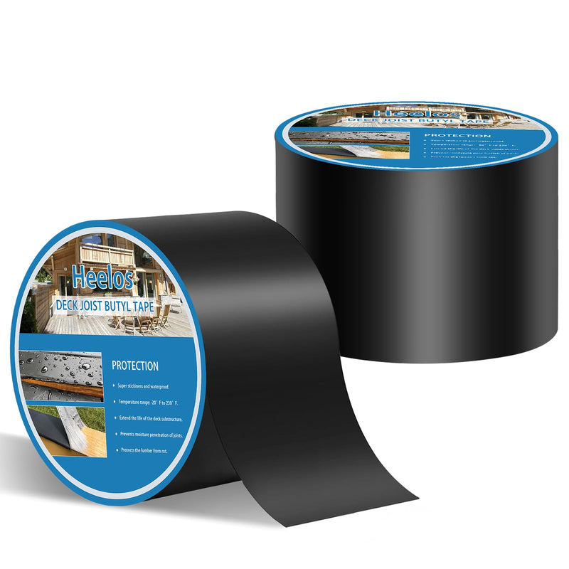 [Australia - AusPower] - Joist Tape for Decking 4"×50,2 Pack Weather-Resistant Deck Joist Tape Waterproof Flashing Tape, Self-Adhesive Joist Tape Decking for Wood Decks Joist Beams Roof 4''×50' 2 Rolls 