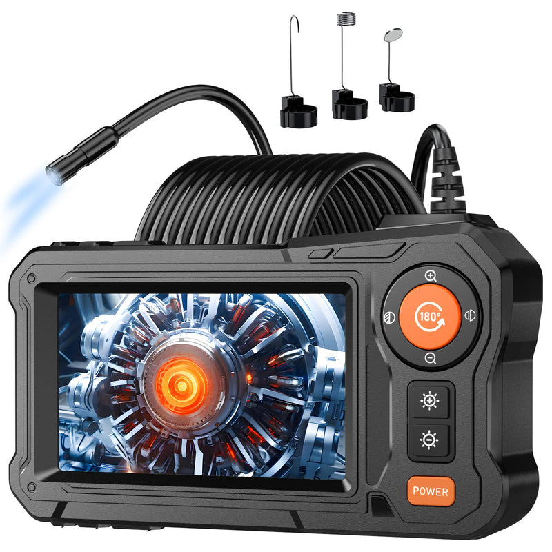 [Australia - AusPower] - Endoscope Camera with Light - 4.3" LCD Screen Inspection Camera | IP67 Waterproof Borescope with 8 Adjustable LED Lights | HD 1080P Endoscope Camera with 16.5ft Semi-Rigid Cord Gadgets for Men Black 