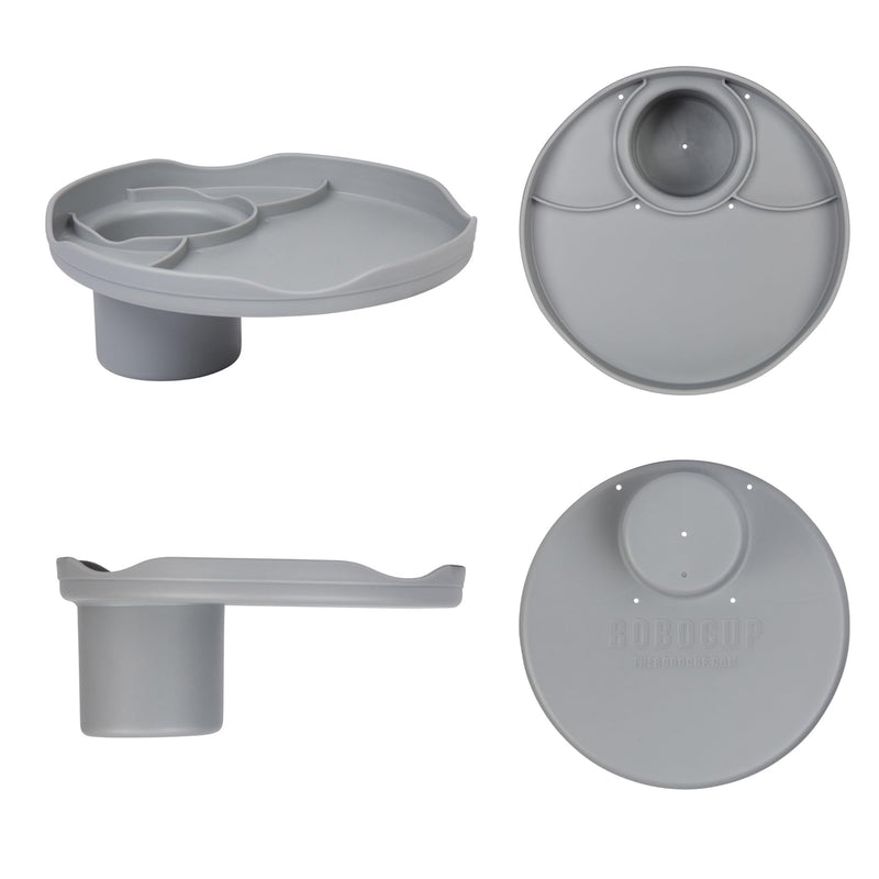 [Australia - AusPower] - Plate Accessory, in All 12 Colors, Conveniently Holds Your Food, Snacks, Drinks | Multi-Use Hands Free Project Work Station, Ruggedized Portable Design, Diameter of 8.5"/21.6 CM Gray 