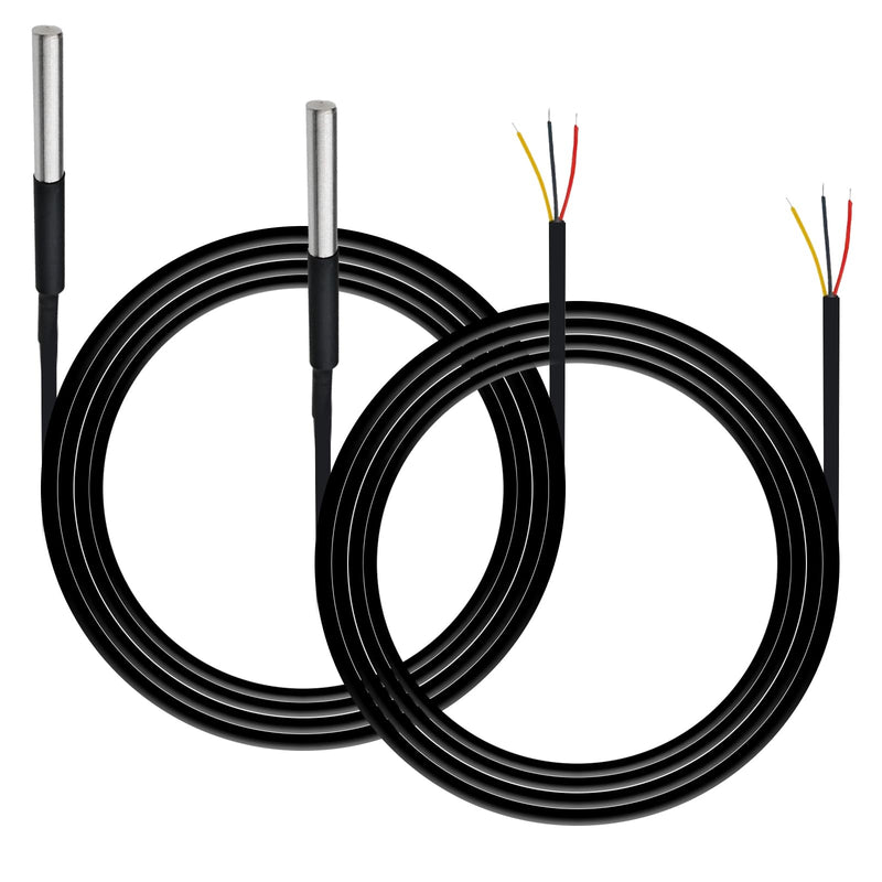 [Australia - AusPower] - DS18B20 Temperature Sensor, Digital Temperature Probe Sensor Waterproof Temp Digital Thermal Stainless Steel Tube Probe, Digital Temperature Thermal Cable (2PCS, 3 Meter/9.84Ft) 2 