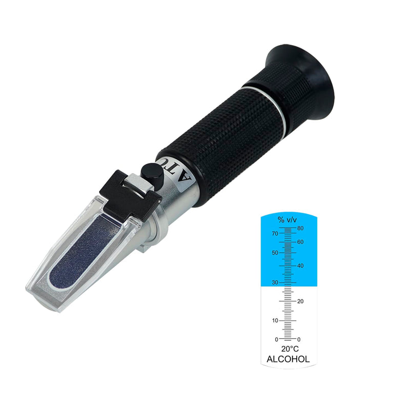 [Australia - AusPower] - Alcohol Refractometer with ATC,Range 0-80% v/v. Alcohol Content Measurement Tool Tester for Alcohol Liquor Production, Ethanol with Water Winemaker 