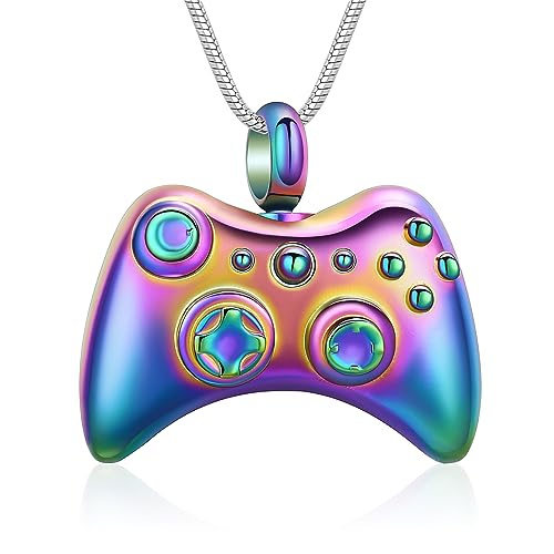 shajwo Game Controller Urn Necklaces for Ashes for Men Rainbow