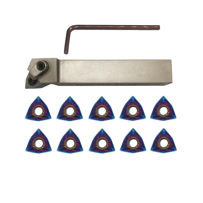 [Australia - AusPower] - 3/4" Right Cutting CNC Lathe Carbide Excircle Indexable Turning Tool Holder Bit Set MWLNR2020K08 with 10pcs WNMG432 WNMG080408 Indexable Carbide Inserts for hardness steel 3/4" holder with WNMG432 inserts 