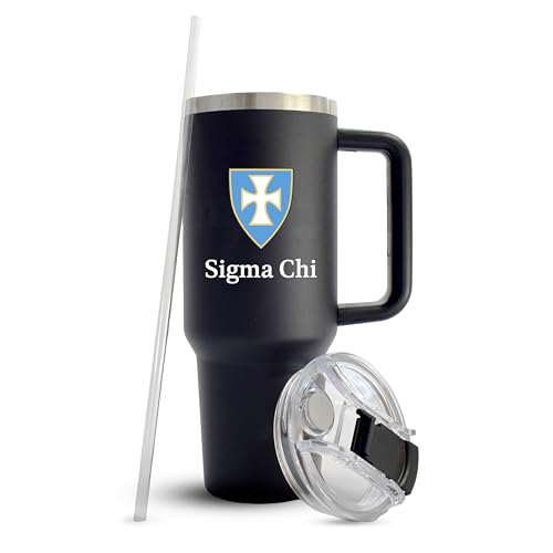Sorority Shop Sigma Chi Fraternity 40oz Tumbler with Handle - Quality Engraved Tumbler for Fraternity Brothers - Insulated Tumbler to Keep Your Drinks Cold or Hot for Hours