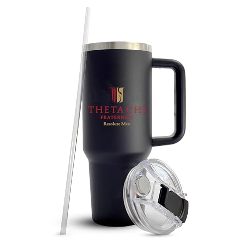 Sorority Shop Theta Chi Fraternity 40oz Tumbler with Handle - Quality Engraved Tumbler for Fraternity Brothers - Insulated Tumbler to Keep Your Drinks Cold or Hot for Hours
