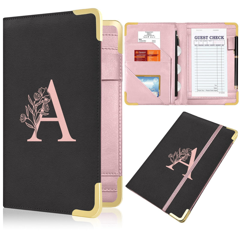 [Australia - AusPower] - Server Book, Alphabet Waitress Book for Waitress, Leather Waitess Book with Zipper Pocket, Server Manual Checkbook Fits Server Apron (A) A 