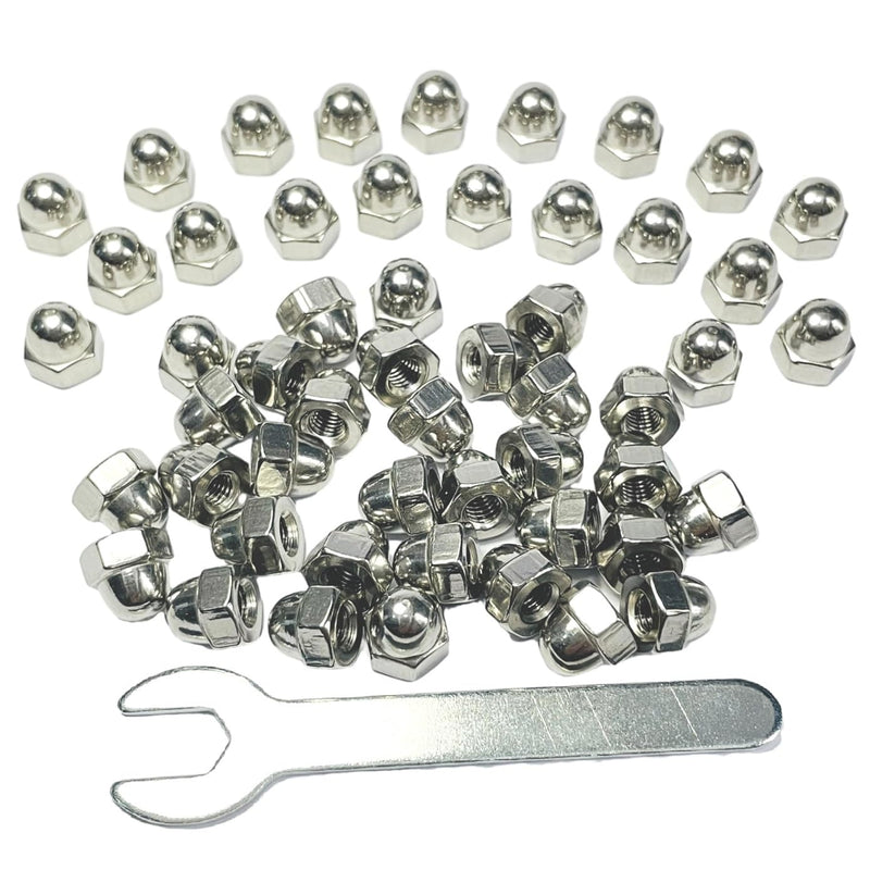 [Australia - AusPower] - 52pcs 10-32 Acorn Cap Nuts,10-32 Cap Nuts,Acorn Hex Cap Dome Head Nuts,Dome Nuts,304 Stainless Steel Acorn Nuts,Hardware Nuts,18-8,Bright Finish with Open End Wrench #10-32 