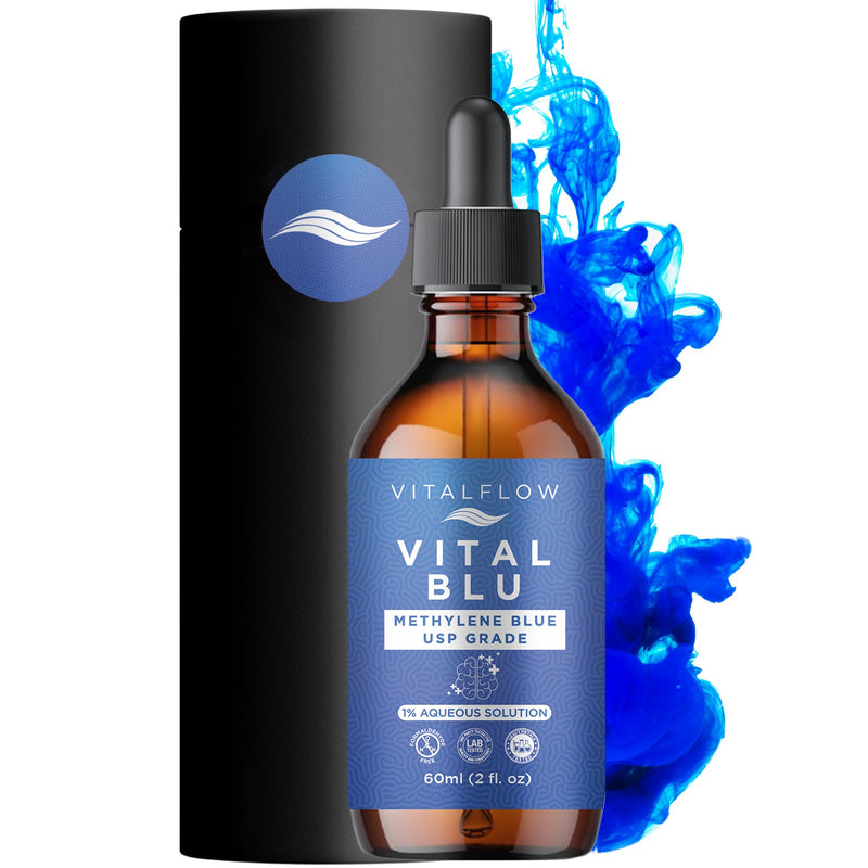 1% Methylene Blue Certified USP Grade Solution 2fl oz (60ml), Ultra High Purity, Free of Contaminants, Protective Packaging, Amber Glass Dropper Bottle