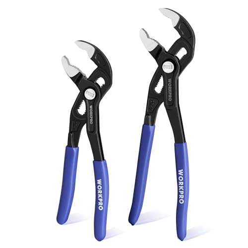 WORKPRO 7-inch and 10-inch water pump pliers set with quick-adjust groove joint design