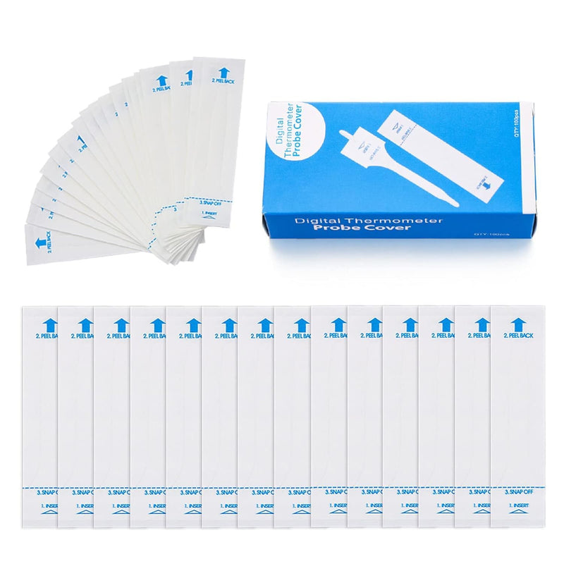 [Australia - AusPower] - 100 Pcs White Disposable Probe Covers for Digital Oral Thermometers Rectal Thermometer Sleeves Universal Probe Covers for Thermometer Safe, Sanitary, Healthy, Oral Thermometers 