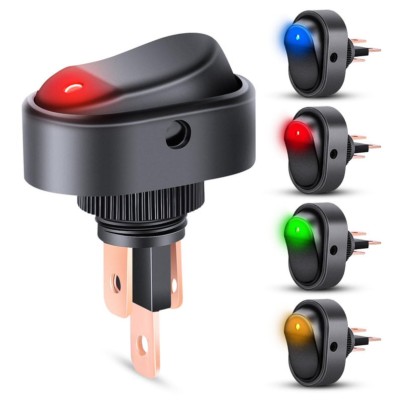 [Australia - AusPower] - Nilight 5PCS LED Lighted Rocker Switch 12V Illuminated ON Off Toggle Switch 30A 3Pin SPST Oval Shaped Switch 12mm Hole Red Yellow Blue Green for Car Truck RV Motorcycles Marine Boats, 2 Years Warranty 5Pcs Rocker Switch Mixed Color 