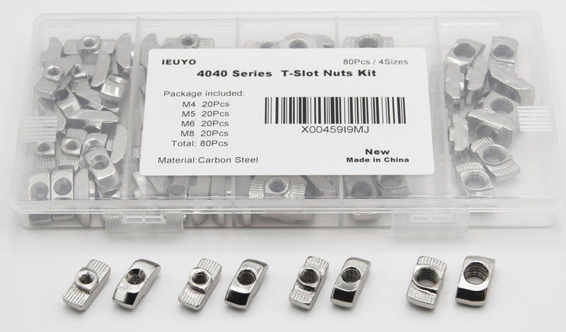 [Australia - AusPower] - 4040 Series Sliding T-Slot Nuts T-Nuts M4 M5 M6 M8 Boat Shape Hammer Head Fastener Threaded Inserts for Aluminum Profiles (4Sizes-80Pcs) 40S-M4M5M6M8 