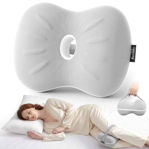 Leg & Knee Pillow for Side Sleepers - Smooth Spine Alignment Pillow - Memory Foam Knee Pillows for Back Hip Pain, Spine Aligning, Sciatica, Surgery Recovery, Pregnancy Light Grey-regular