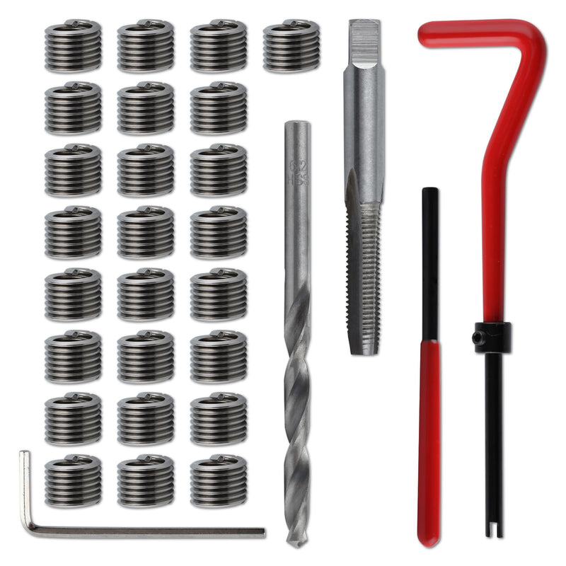 [Australia - AusPower] - 30 Piece M6 x 1.0mm Thread Repair Kit, HSS Drill Helicoil Thread Repair Kit, Metric Bolt Thread Repair Insert Kit Portable Rethreading Tool Kit, Compatible Hand Tool Set for Auto Repairing 
