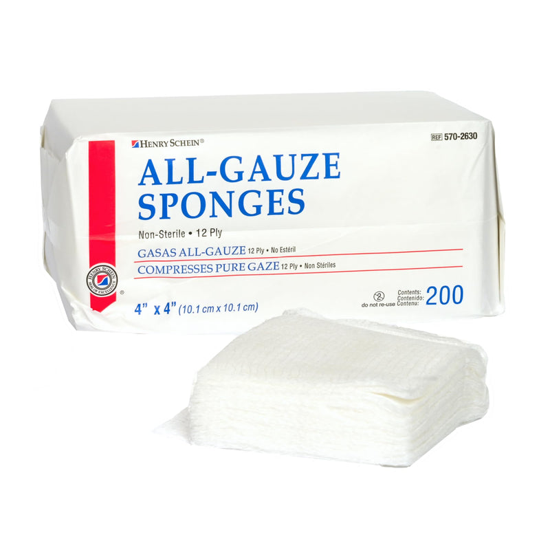 [Australia - AusPower] - 200/Pack Non-Sterile Gauze Pads 4’’ x 4’’ for Wound Dressing Gauze Sponge-Pads for Wound Care & Home First Aid Kits -12-Ply - 100% Cotton & Highly Absorbent 4x4 Inch (Pack of 200) 