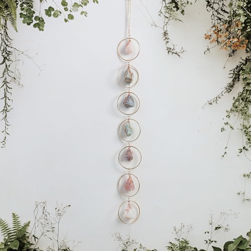 Chakra Hanging Crystals Suncatcher Healing Crystal Decor Chakra Wall Decor 7 Raw Crystal Gems