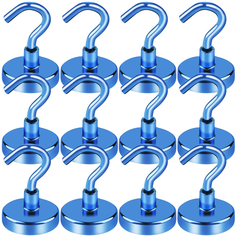[Australia - AusPower] - LOVIMAG Cruise Ship Essentials, 80Lb Magnetic Hooks for Cruise Cabins, Strong Magnetic Hooks for Hanging, Refrigerator, Celling, Grill, Fridge, Kitchen-12Pack 80lbs Blue 