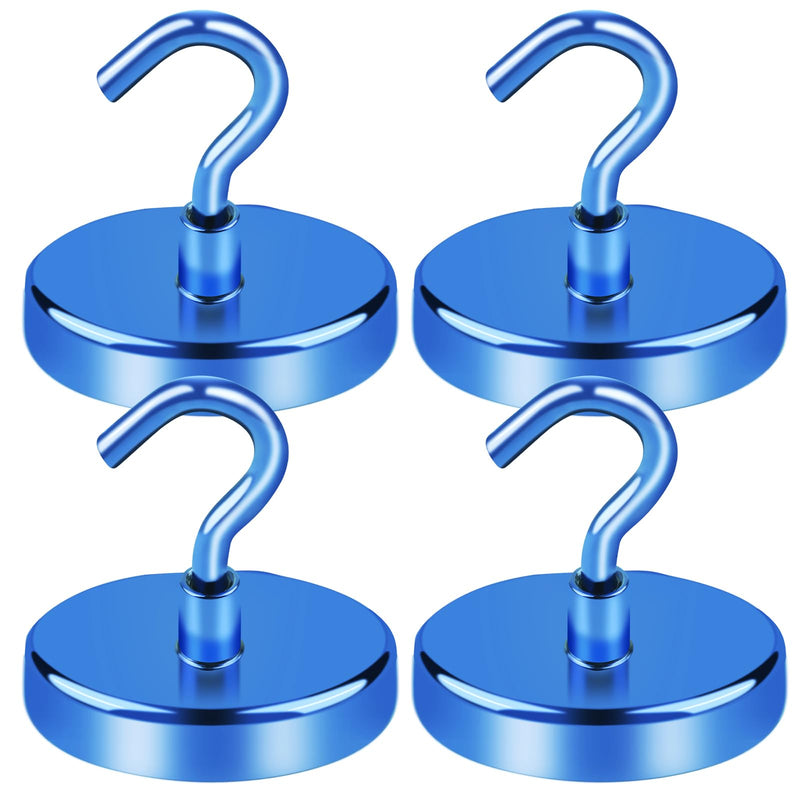 [Australia - AusPower] - LOVIMAG Magnetic Hooks for Cruise Cabins, 150Lbs Cruise Magnets, Blue Magnetic Hooks Heavy Duty for Hanging, Refrigerator, Grill-4 Pack 