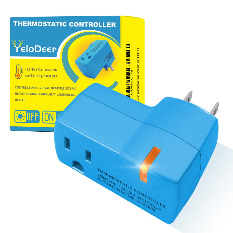 3 PCS Upgraded Thermostat Outlet for Greenhouse and Well House Heater YeloDeer, Auto On 38 °F/Off 50 °F for Heater Pond De-icers Farm RV 3
