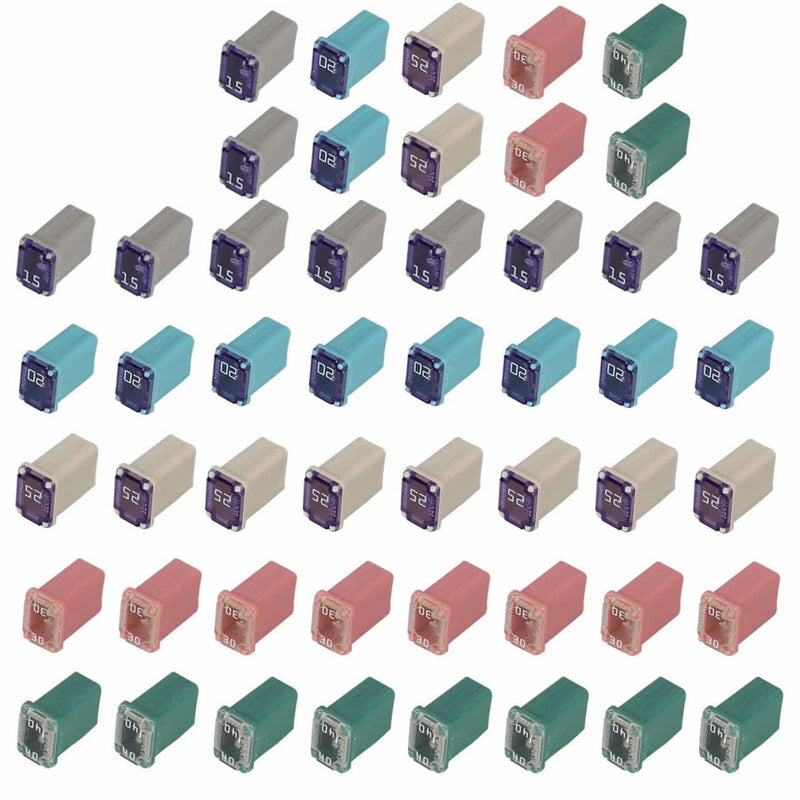 [Australia - AusPower] - 50 pc Automotive MCASE Mini Box Shaped Cartridge Fuse Kit multicolored 50 Pcs 